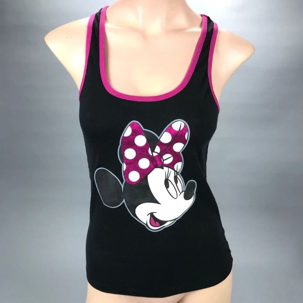 Minnie Mouse Black Hot Pink Graphic Tank Top M (8/10)